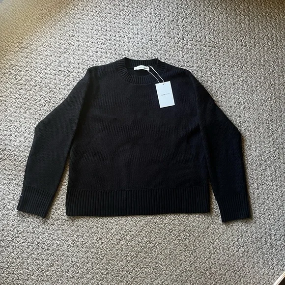Everlane Oversized Honeycomb Crewneck Black Sweater size small - Picture 2 of 5